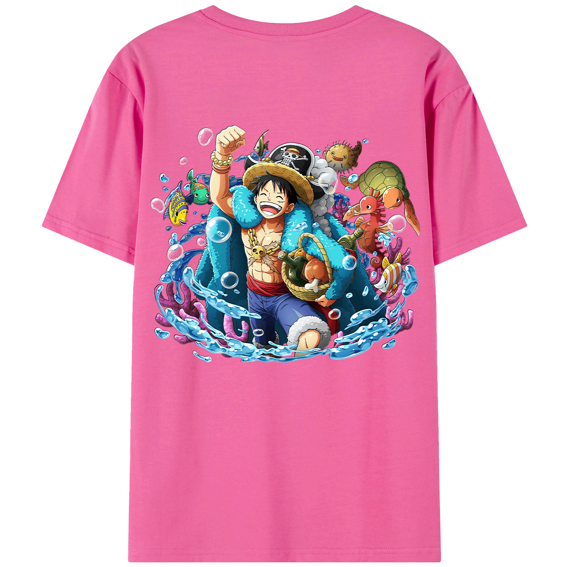 ワンピース モンキー・D・ルフィ ONE PIECE Monkey D. Luffy レディース半袖Tシャツ(バックプリント)
